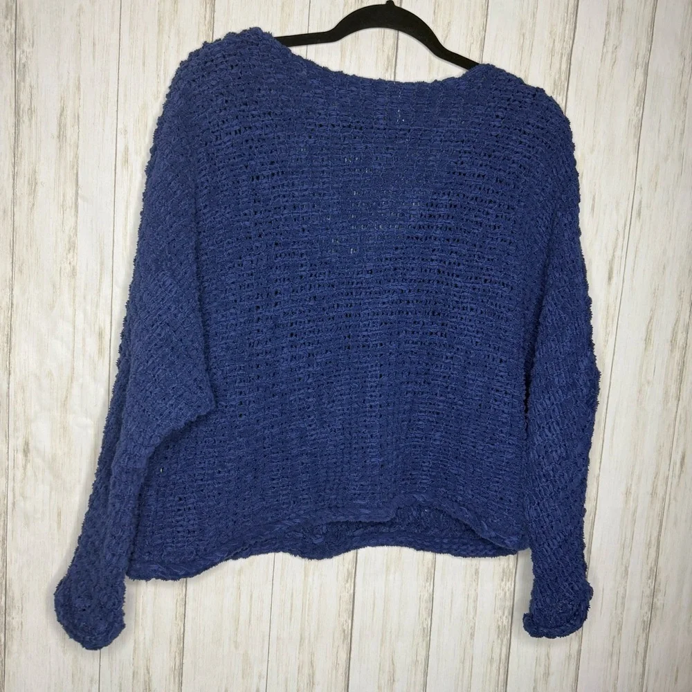 Free People Chunky Blue V-Neck Sweater